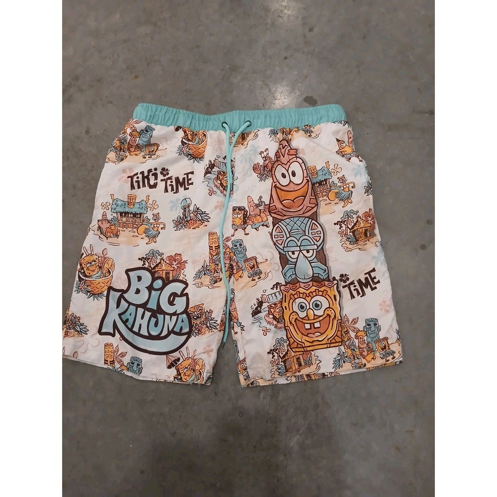 Spongebob Squarepants Shorts Tiki Size Large Mens Trunks Big Kahuna Lined